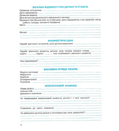Мовленнєва картка з картинками. Логопедичне обстеження рівня мовленнєвого розвитку дитини