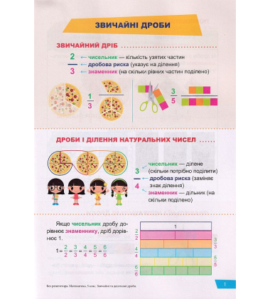 Математика. 5 клас. Звичайні дроби. Десяткові дроби
