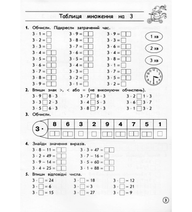 Тренажер. Математика. Таблиці множення та ділення чисел 1–9. 3 клас