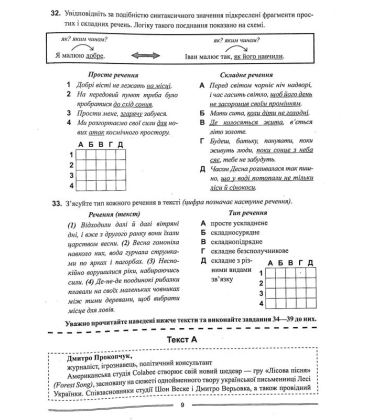 Українська мова. Тестові завдання у форматі ЗНО ДПА 2022